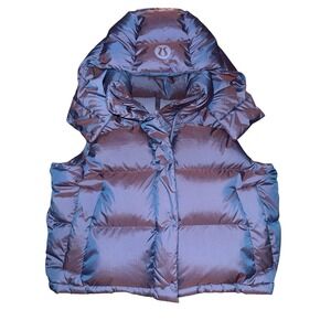 Lululemon Wunder Puff Down Cropped Vest Heathered Wild Indigo iridescent 12‎
